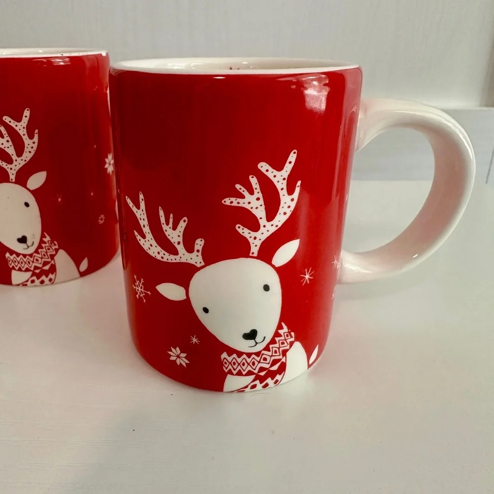 Sur La Table Red Reindeer Espresso Mugs